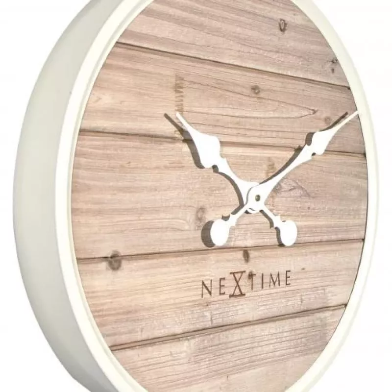 Relógio de parede NeXtime 3134wi Plank, Ø50 cm, branco