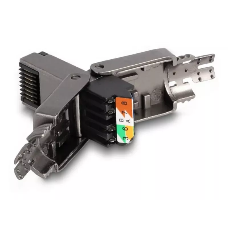 Cabo de rede DeLOCK ficha RJ45 Cat.8.1 STP sem ferramentas preto