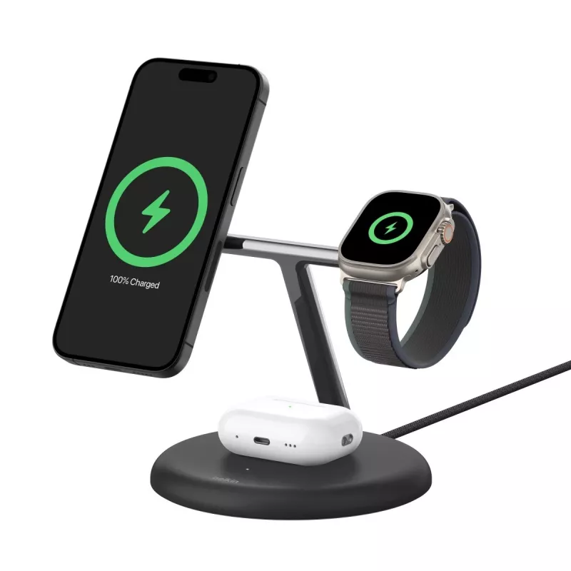 Carregador Belkin WIZ023VFBK para interiores USB sem fios para auscultadores smartphone smartwatch preto