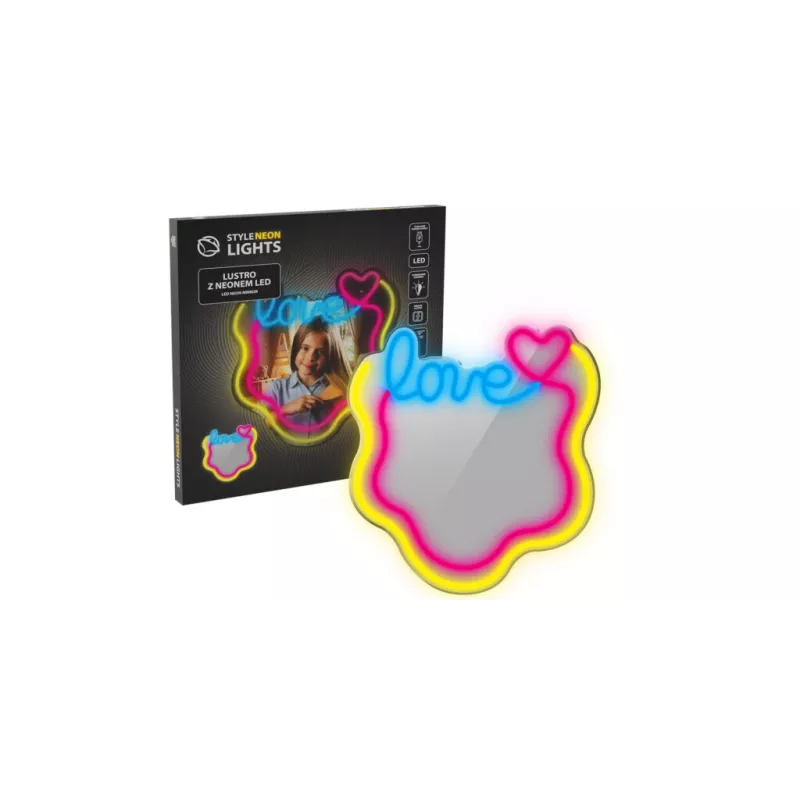 Luz de espelho LED Neon MANTA MASNL131MT – design 'LOVE', iluminação LED neon integrada