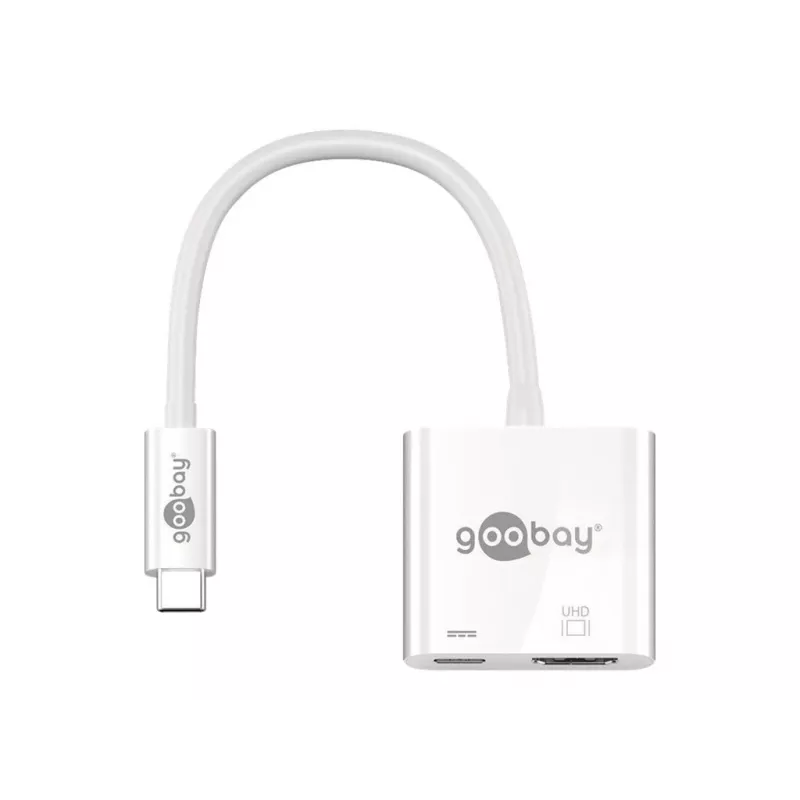 Adaptador multiporta Goobay USB-C™ HDMI, branco, 0,145 m - expande um dispositivo USB-C™ com uma porta HDMI™ (62110)