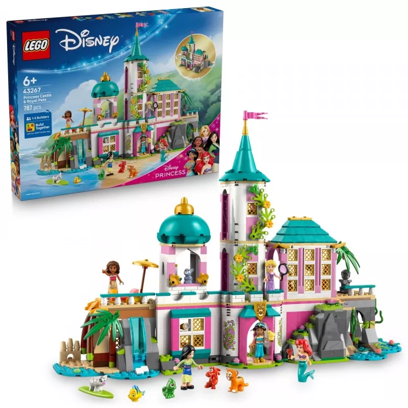 LEGO Disney Castelo da Princesa e animais de estimação reais conjunto de construção 43267 — 787 peças, 5 minifiguras, idade 6+, 320×460×100 mm