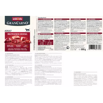 Comida húmida para cães Animonda GranCarno Multi Meat Cocktail 800 g — vaca, frango, caça, coração, peru, adulto