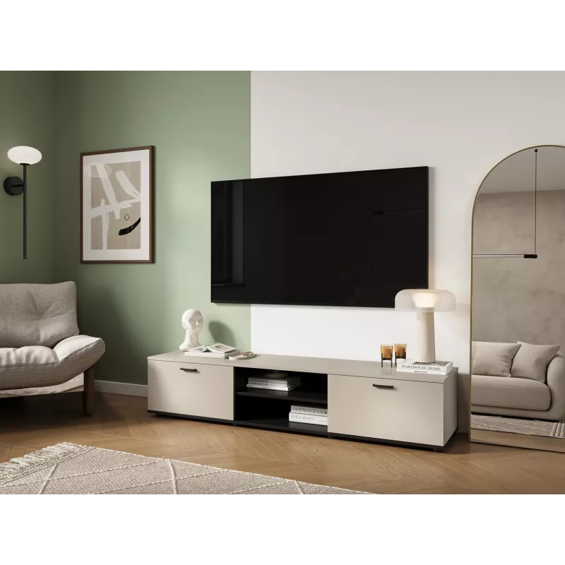 Móvel de TV Cama Meble SOHO 180x43x37 cm – tampo cor caxemira, estrutura preta