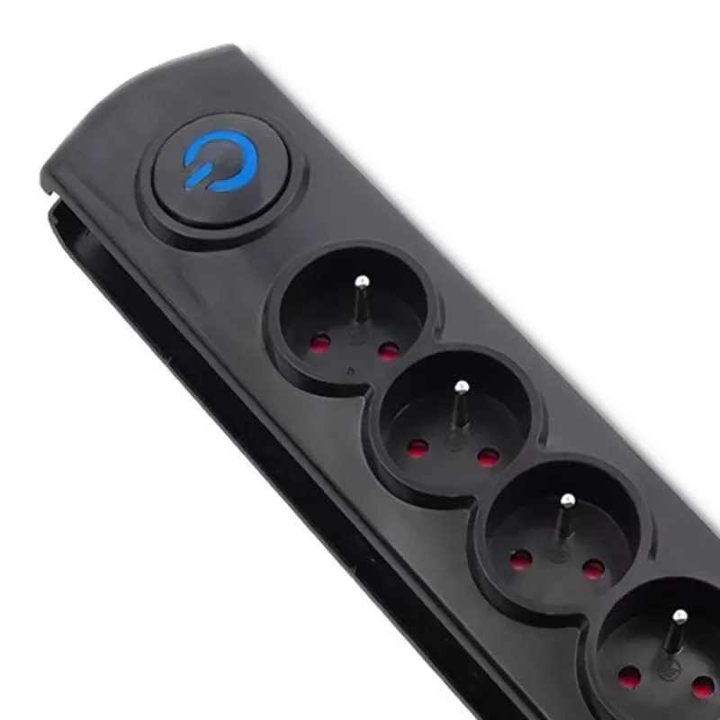 Proteção contra sobretensões Qoltec 50172 preto 6 tomadas AC 230V 5m