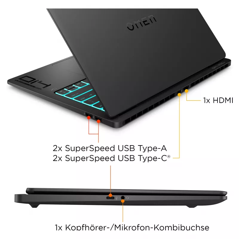 HP OMEN Transcend Portátil de gaming 14-fb1075ng 14 3K OLED U7-255H 32GB/1TB SSD RTX5060 Win11 - BV8C5EA - ABD (BV8C5EA#ABD)