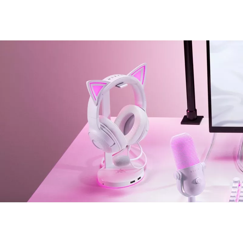 Headset Razer Kraken Kitty V2 Wired USB Type-A Branco — Circum-aural, arco de cabeça, 20–20000 Hz, cabo de 2 m