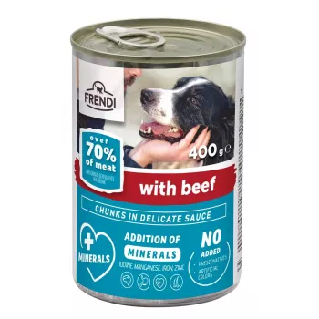 Ração húmida para cães Frendi 400 g — vaca em molho, alimento completo para cães adultos
