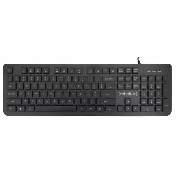 Teclado multimédia USB Rebeltec RBLKLA00042 – Full-Size, preto