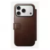 Capa para telemóvel Nomad Modern Leather Folio para iPhone 17 Pro, pele/alumínio, 16 cm (6,3 polegadas) castanha, 4 compartimentos para cartões