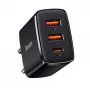 Carregador USB Baseus 30W QC PD3.0 Type-C carregamento rápido para iPhone 17 16 15 14 13 12 Pro Max Xiaomi Samsung