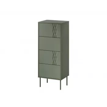 Cómoda Cama Meble Cama 4S TRESSE 50x40x125 cm, verde mate, 4 gavetas, aglomerado
