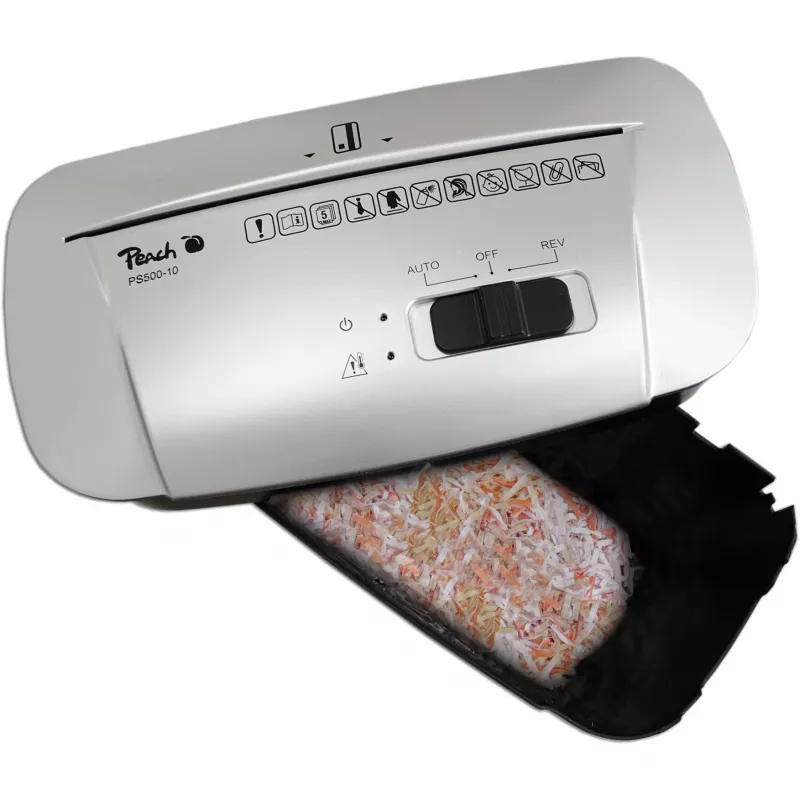 Destruidor de documentos Peach PS500-10 corte cruzado 72 dB 22 cm preto