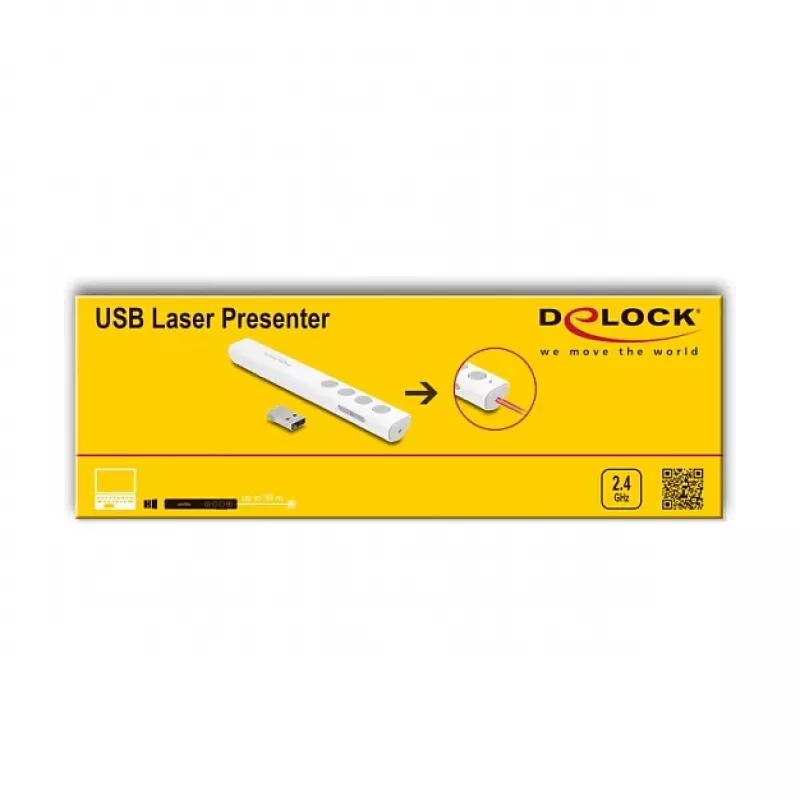 DeLOCK apresentador laser USB branco sem fios com recetor USB RF Nano