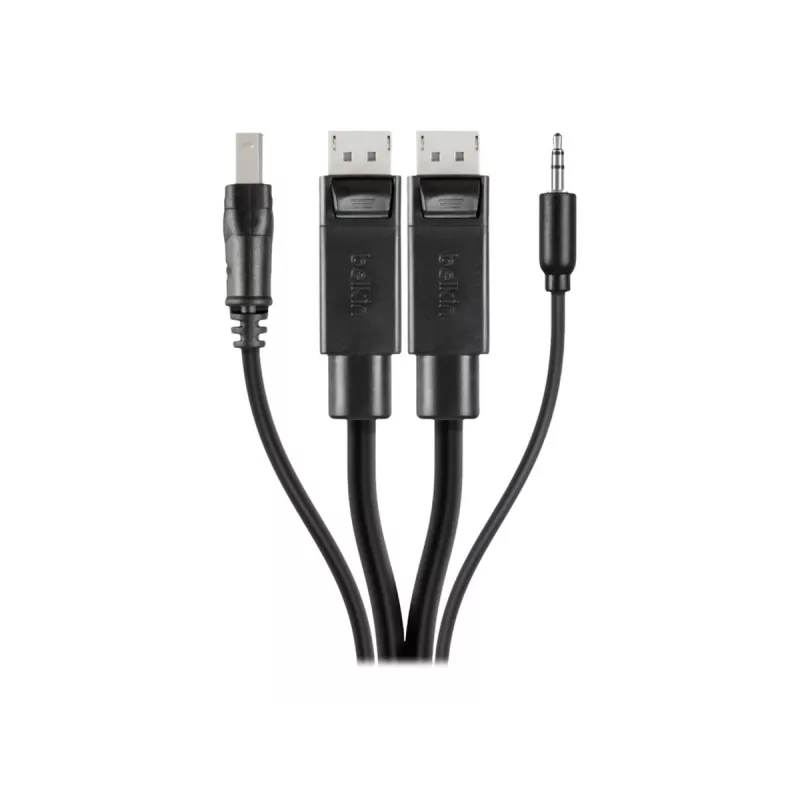 Cabo combo KVM seguro Belkin - cabo de teclado / vídeo / rato / áudio - USB, ficha mini, DisplayPort (macho) para ficha jack estéreo mini, USB Type