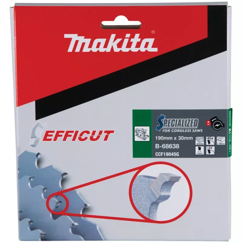 Makita Efficut - Disco de serra circular - para madeira, metal - 190 mm - 45 dentes (B-68638)