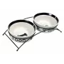 Tigela de cerâmica para cães Trixie MISKI 0,6 L, 15 cm de diâmetro, preto, pés antiderrapantes, lavável na máquina de lavar louça, conjunto de 2