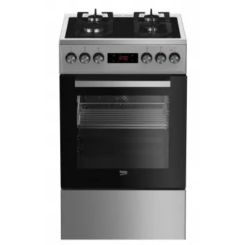 Fogão independente gás-elétrico BEKO FSMT55330DXDS, 5 bicos, 60 cm, aço inoxidável, forno 60 L, classe energética A