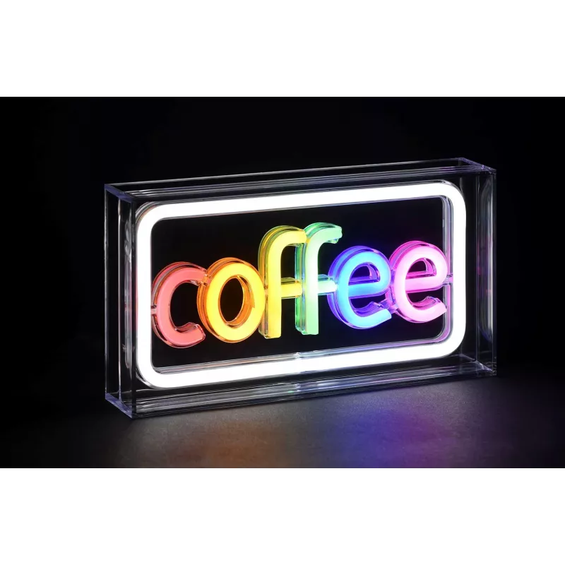 Letreiro luminoso LED néon ActiveJet AJE-NEON COFFEE, multicolor, USB 5V, montagem à superfície, moldura em plástico AS