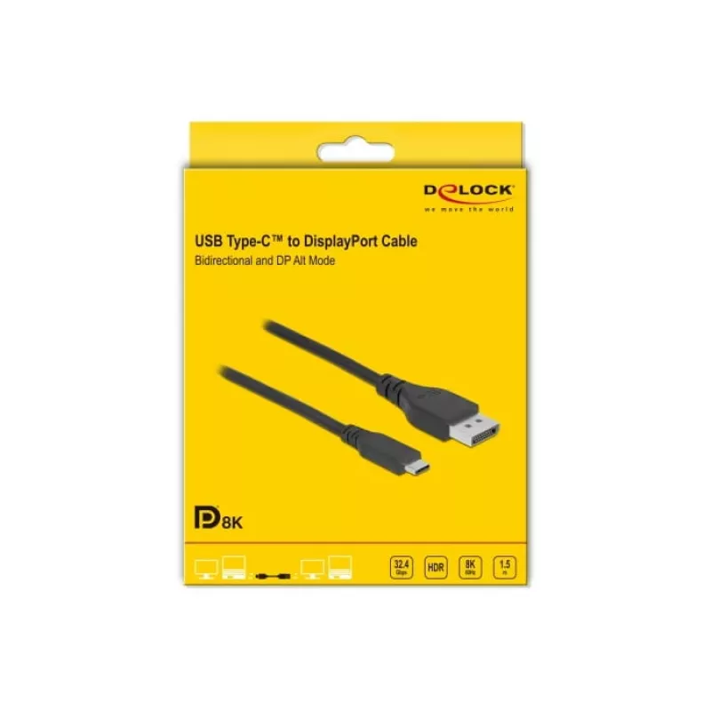 Cabo USB Type-C para DisplayPort DeLOCK 86040 8K 60 Hz 1,5 m