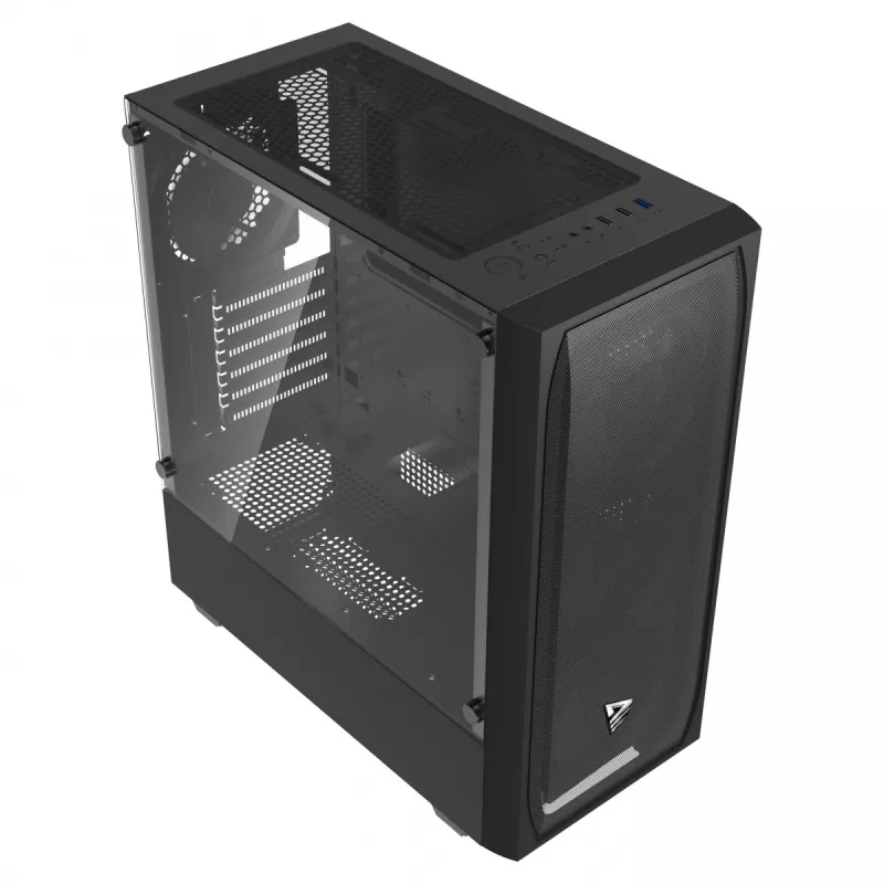 Caixa de PC SAVIO Noctis Flow — Cube Mini-ITX/Micro-ATX/ATX, 3x120 mm à frente, 1x120 mm atrás, 2x3,5 polegadas + 3x2,5 polegadas baías, vidro temperado
