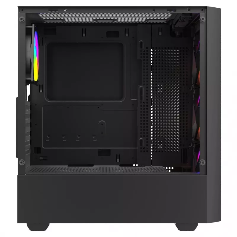 Caixa de PC SAVIO Noctis Flow RGB — Cube, ATX/Mini-ITX, 3 ventoinhas frontais de 120 mm, janela lateral em vidro temperado, GPU máx. 35 cm