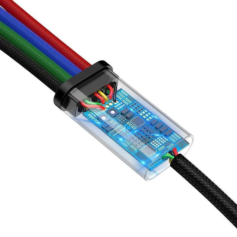 Cabo USB Baseus Fast 4in1 2xUSB-C / Lightning / Micro 3.5A 1.2m (preto)