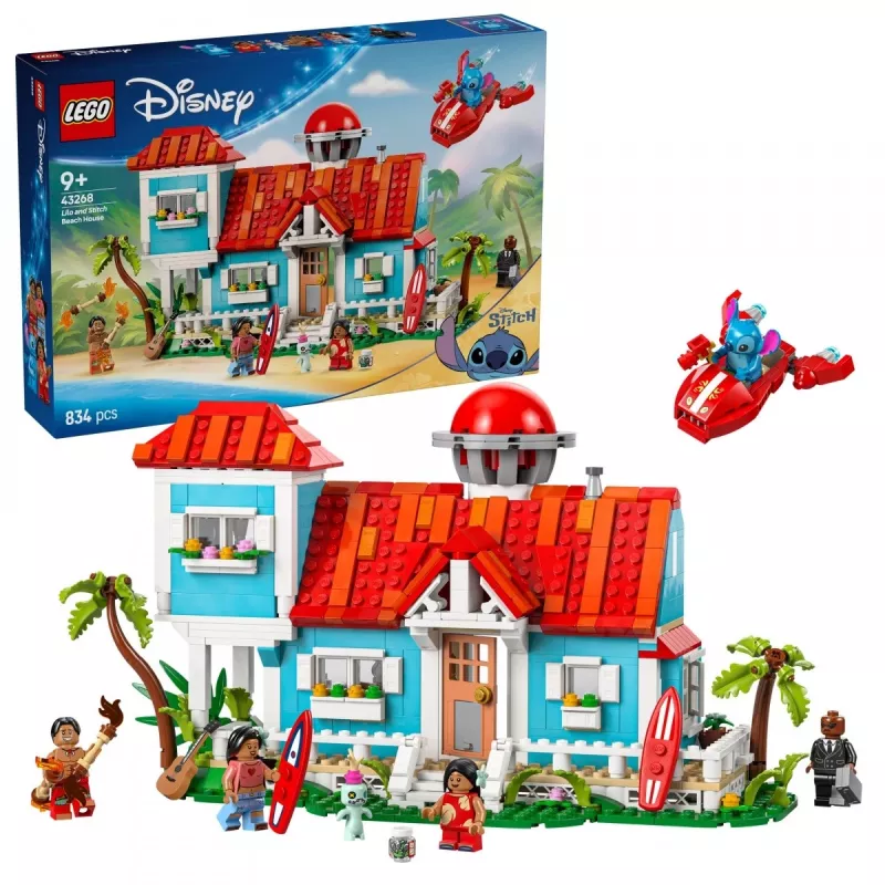 LEGO Disney Set 43268 Casa de Praia – casa modular para construir, 834 peças, 5 minifiguras, idade 9+