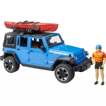 Veículo de brincar BRUDER Jeep Wrangler Rubicon Unlimited com caiaque e figura BR-02529