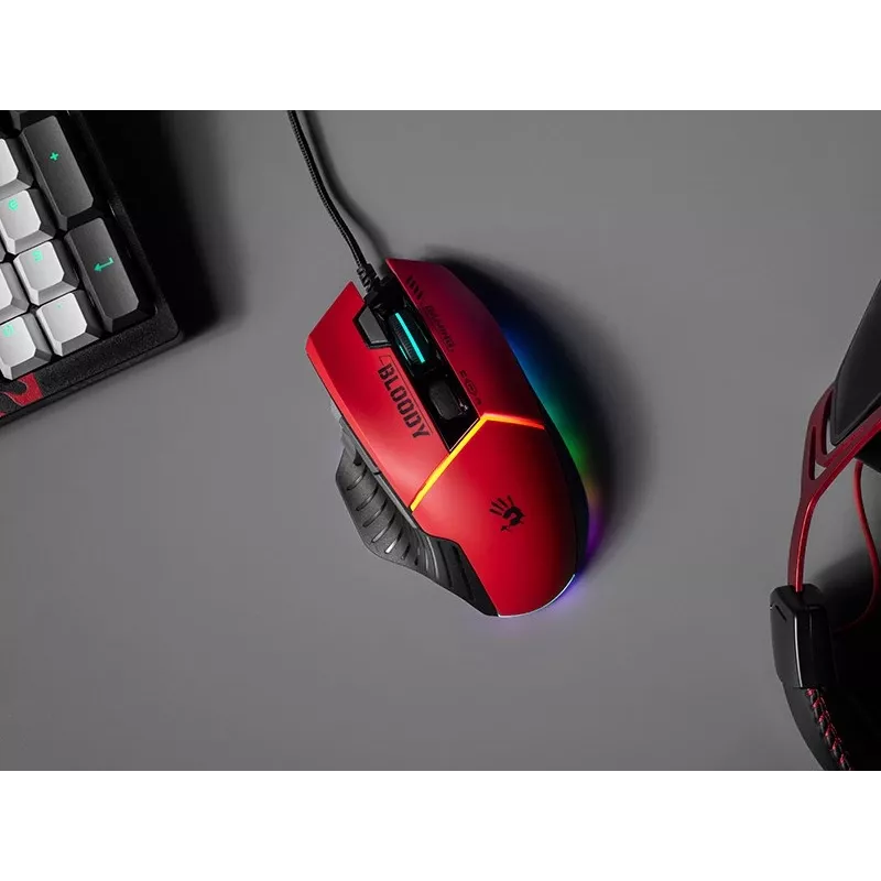 Rato gaming A4Tech Bloody W95Max – destro, com fio USB, 12000 DPI, 1 ms, 250 ips, 50 milhões de cliques, 146 g