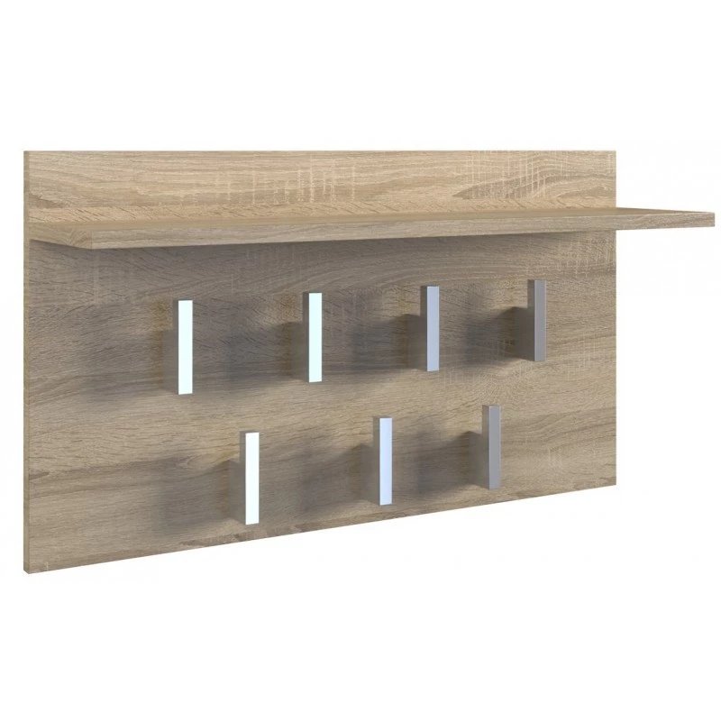 Cabide Top e shop WIESZAK 2F SONOMA — aglomerado de partículas, aspeto de carvalho, 7 ganchos, 700×200×400 mm
