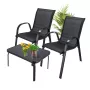 Conjunto de jardim Extralink Black Forest, têxtil duas cadeiras + mesa preta