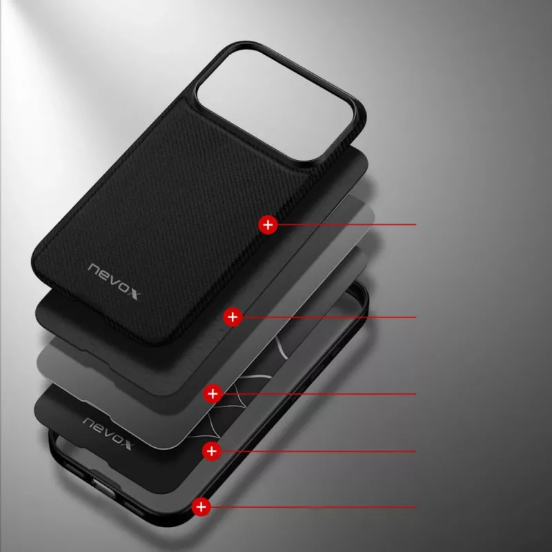 Nevox StyleShell NYLO 2528 Capa para iPhone 17 Pro, preto