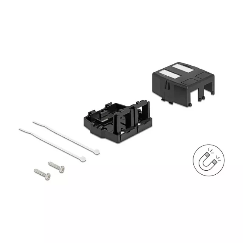 Delock 85842 Caixa Keystone vazia, 2 portas, com base magnética, preto