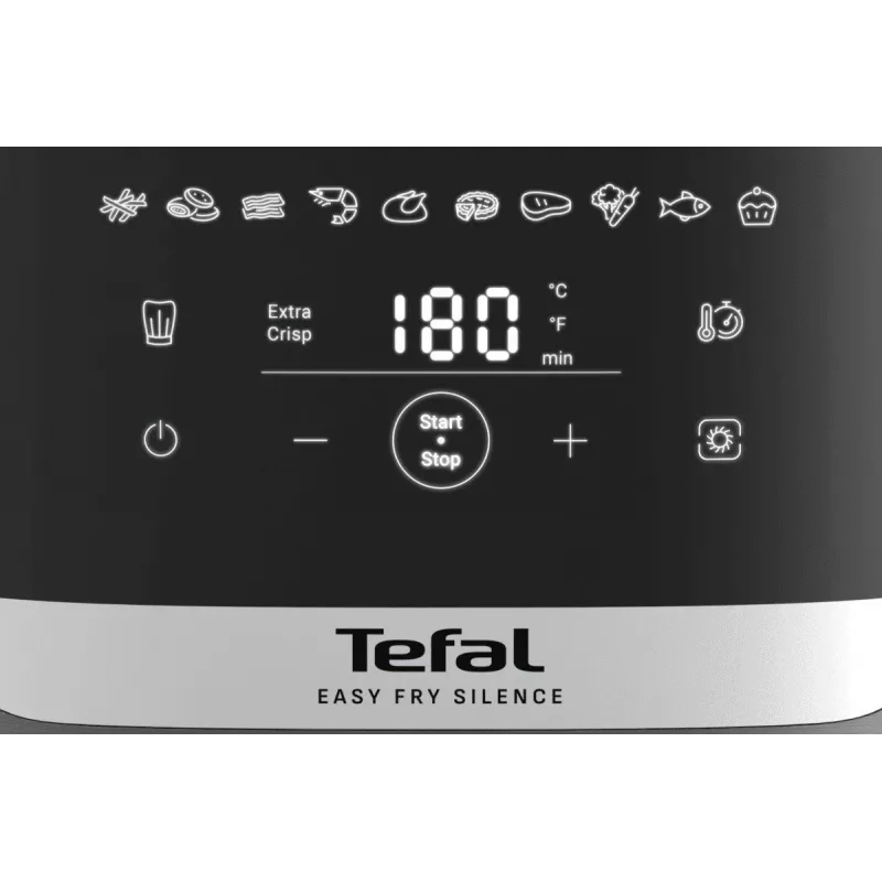 Fritadeira Tefal Easy Fry Silence EY551HE0 Individual 5 L Autónoma Fritadeira de ar quente Preto, Cinzento, Aço inoxidável