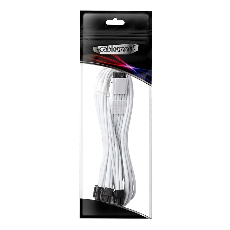 Cabo de alimentação CableMod RT-Series Pro ModMesh 12VHPWR para 3× PCIe CM-PRTS-16P3-N60KW 60 cm branco