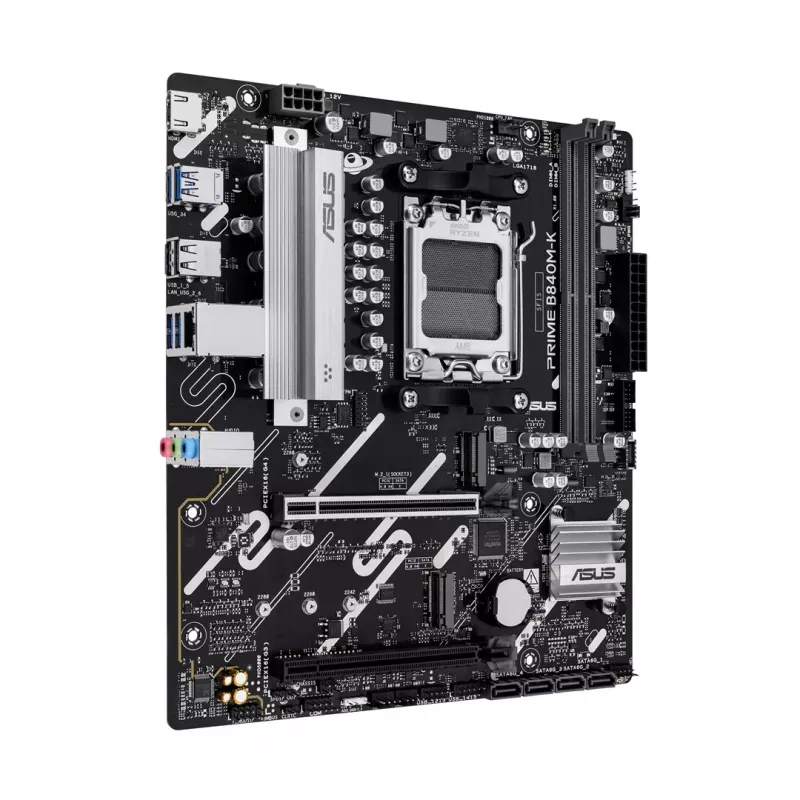 Placa-mãe ASUS PRIME B840M-K — AMD B840, socket AM5, micro ATX, DDR5, 2 DIMM, 128 GB, 2.5 GbE, M.2, SATA III