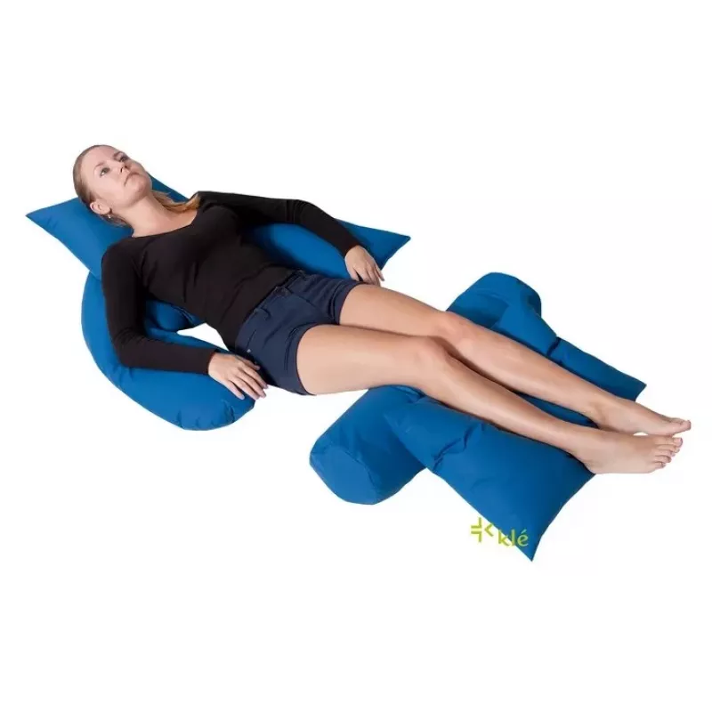 Almofada de posicionamento em U para cama em fibra de silicone azul