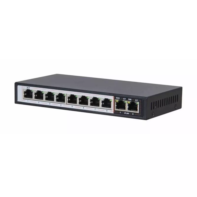 Switch PoE Extralink CERES 8x 100Mb/s PoE/PoE+, 2x RJ45 Uplink 100Mb/s, 96W
