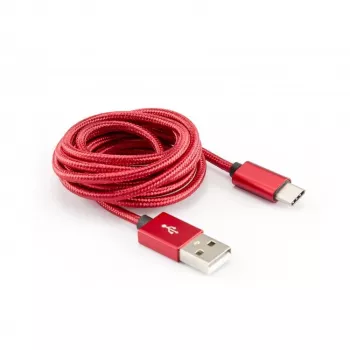 Sbox USB->Type-C M/M 1,5m CTYPE-1.5R vermelho morango