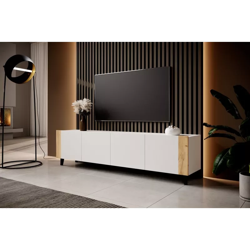 Móvel RTV FARO 200x42x52 branco mate + carvalho craft
