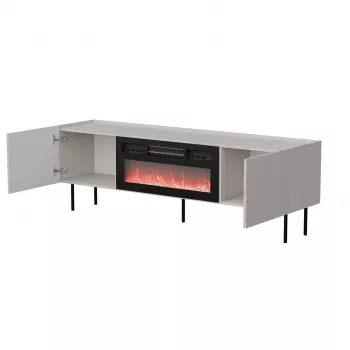 Móvel de TV cama meble LUCCA 180x40x59 cm, tampo cashmere, lareira preta