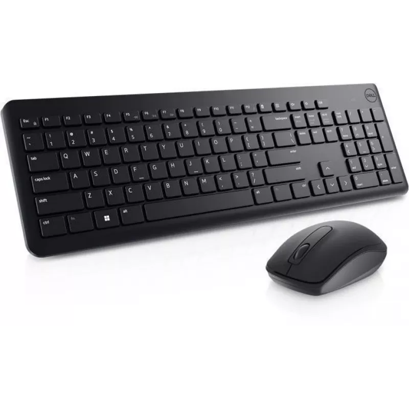 Conjunto teclado e rato sem fios Dell KM3322W preto — layout compacto, ligação sem fios, pilhas incluídas