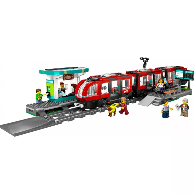 LEGO City Elétrico e Estação Conjunto de construção de roleplay para crianças com elétrico de brinquedo, presente para meninos e meninas a partir dos 7 anos que adoram veículos