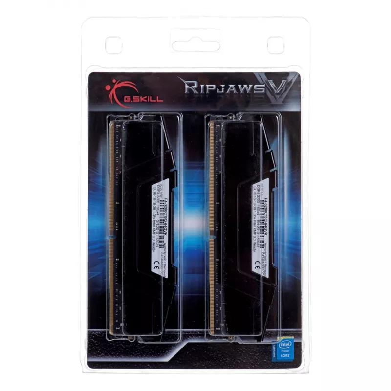 Memória RAM G.SKILL Ripjaws V Series (Intel XMP) DDR4 64GB (4x16GB) 3200MT/s CL16-18-18-38 1,35V para computador desktop UDIMM - preto (F4-3200C16Q-64GVK)