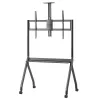 Suporte de TV MACLEAN MC-114 B suporte de chão portátil para ecrãs de 55–100 polegadas, carga máx. 120 kg, VESA 200x200–900x600, altura 115–152 cm, preto, prateleira