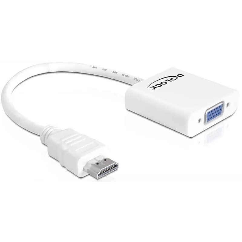 Adaptador Delock HDMI-A macho > VGA fêmea - adaptador de vídeo - HDMI macho para HD-15 (VGA) fêmea - branco (65346)