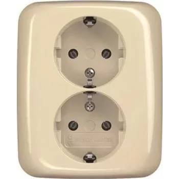 BUSCH JAEGER BJ 202 EUJ-212 Tomada dupla SCHUKO com placa de cobertura completa