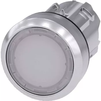Botão de pressão Siemens atuador plano, anel frontal metal, branco brilhante SIRIUS ACT 3SU1051-0AB60-0AA0 1 unid. (3SU1051-0AB60-0AA0)