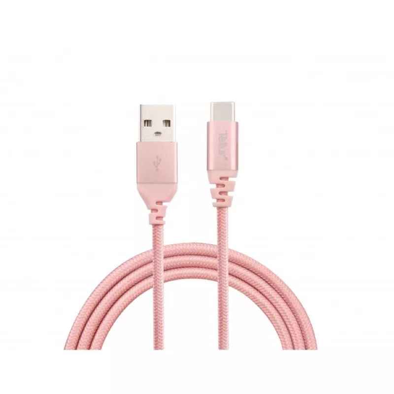 Cabo USB Tellur TLL155281 USB 2.0 1 m USB A USB C rosa-ouro